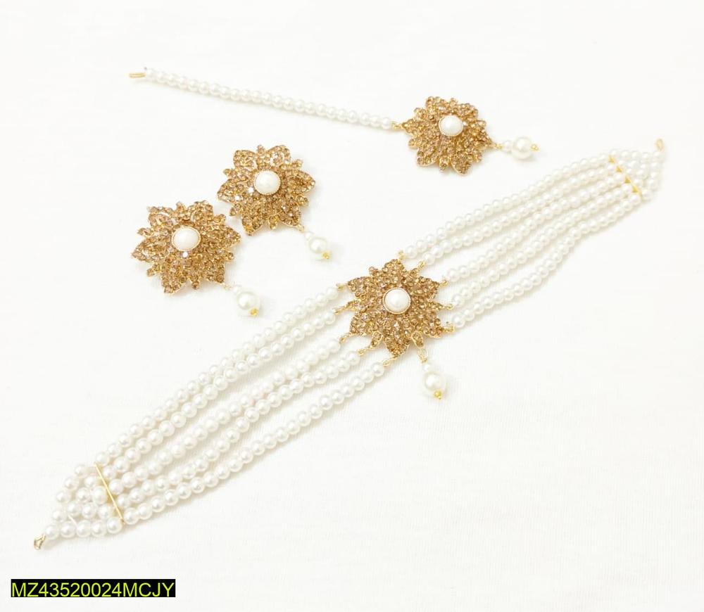 Elegant Pearl Flower Necklace Set for Women - Image 3
